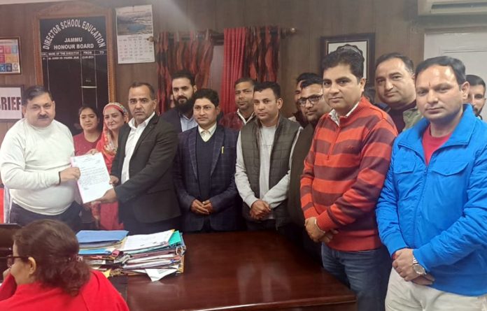 JKTJAC deputation submitting memorandum of demands to DSEJ on Monday.