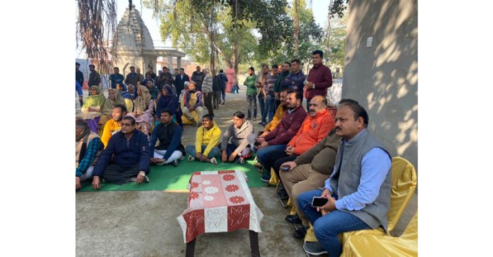Ved Sharma, Co-incharge BJP All Cell addressing a public meeting in Jammu on Friday.