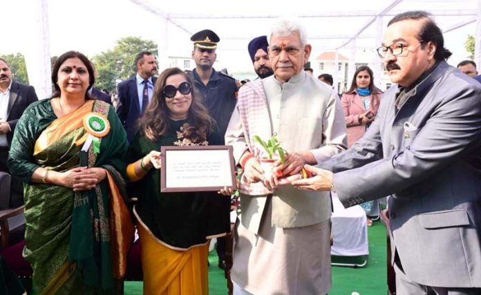 LG Manoj Sinha at silver jubilee celebrations of DPS Jammu on Monday.