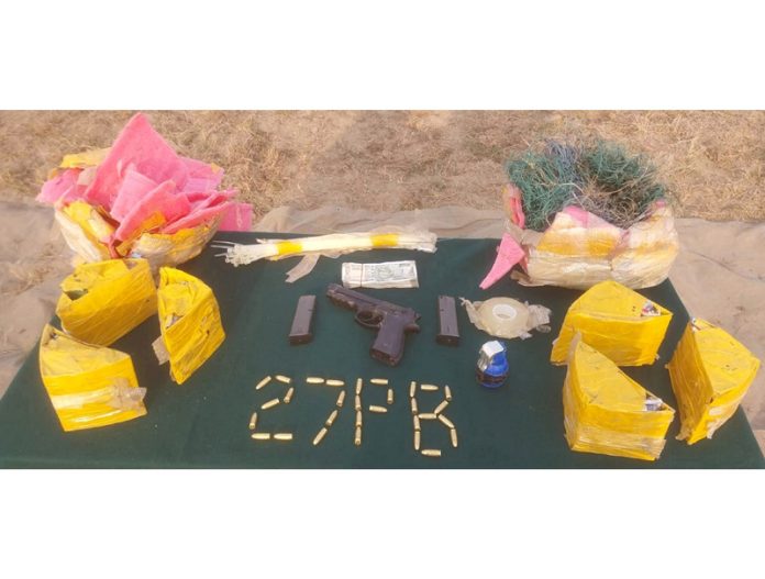 Recoveries made in Akhnoor sector on Sunday. Recoveries made in Akhnoor sector on Sunday.