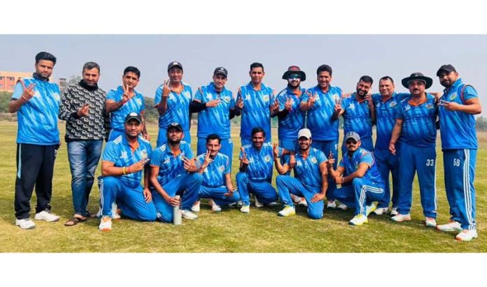 Players of winning team of University of Jammu posing for a group photograph. Players of winning team of University of Jammu posing for a group photograph.