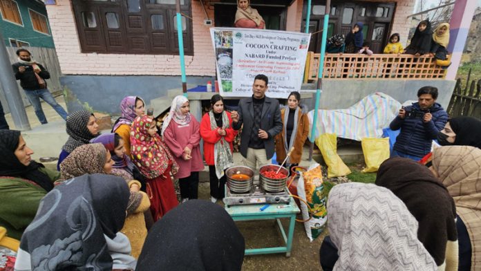 Participants during the skill development program in Namblan area of Uri in Baramulla on Saturday. -Excelsior/Aabid Nabi