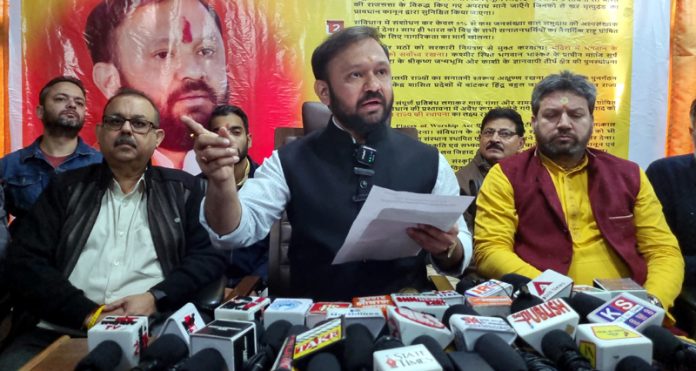 Ankur Sharma addressing press conference at Jammu on Tuesday. Ankur Sharma addressing press conference at Jammu on Tuesday.