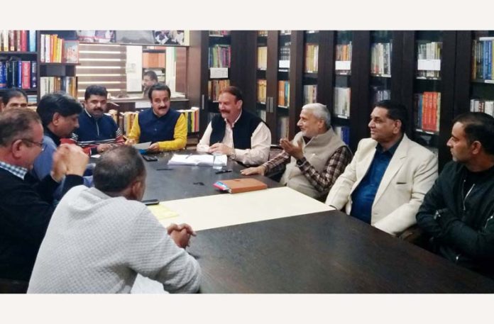 BJP leaders listening public grievances at Jammu on Thursday.