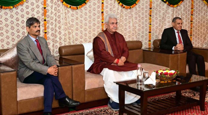 LG Manoj Sinha at BSF Raising Day celebrations in Jammu on Sunday. LG Manoj Sinha at BSF Raising Day celebrations in Jammu on Sunday.