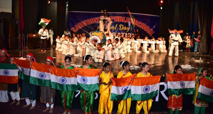 Sarvodhya Public School students presenting cultural item during Annual Day function.