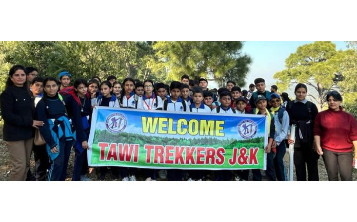 Budding trekkers posing during a short trek at Mansar-Mohoregarh.
