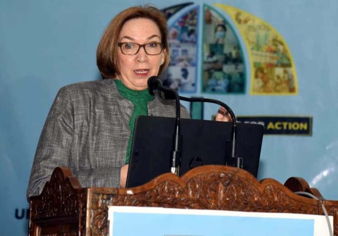 WHO's India-lead Dr. Hilde De Graeve at GMC Srinagar on Tuesday.