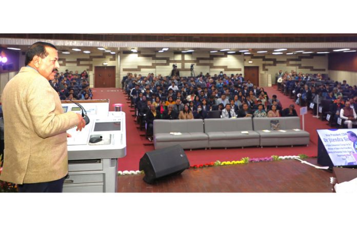 Union Minister Dr. Jitendra Singh speaking after presenting the CSIR Young Scientist Awards & GN Ramachandran Medal for the year 2022, at New Delhi. Union Minister Dr. Jitendra Singh speaking after presenting the CSIR Young Scientist Awards & GN Ramachandran Medal for the year 2022, at New Delhi.