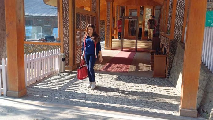 Actress Bhagyashree at a resort in Pahalgam. -Excelsior/Sajad Dar