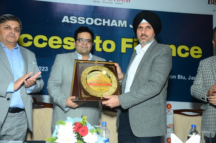 Com/Secy I&C, Vikramjit Singh being felicitated during an event hosted by ASSOCHAM in Jammu on Friday. Com/Secy I&C, Vikramjit Singh being felicitated during an event hosted by ASSOCHAM in Jammu on Friday.