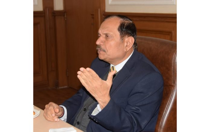 Advisor to LG Rajeev Rai Bhatnagar chairing a meeting on Thursday.