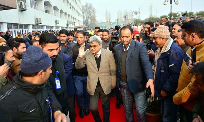 Chief Secretary Atal Dulloo during visit to Civil Secretariat Srinagar on Wednesday.