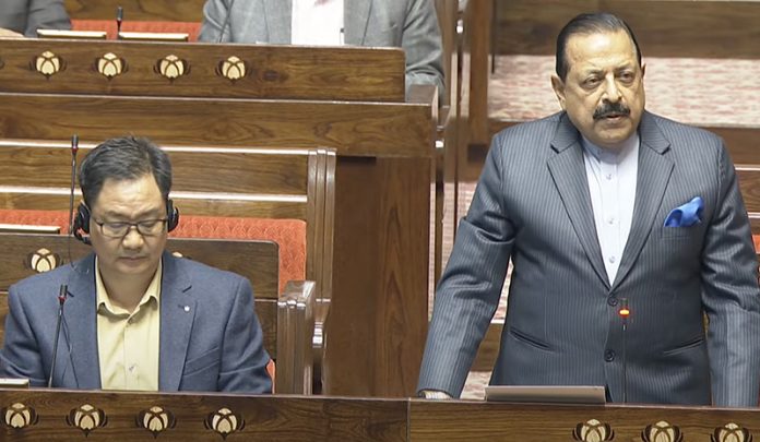 Union Minister Dr. Jitendra Singh speaking in the Rajya Sabha on Thursday.