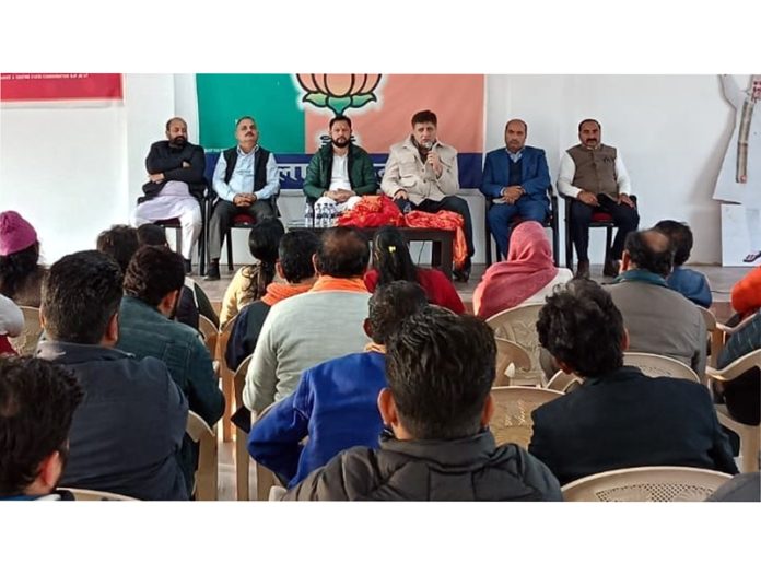 BJP chief spokesperson, Sunil Sethi addressing a meeting of party activists and leaders at Kathua on Sunday. BJP chief spokesperson, Sunil Sethi addressing a meeting of party activists and leaders at Kathua on Sunday.