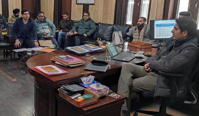 DC Ramban chairing a meeting on Tuesday.