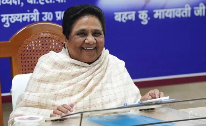 Bahujan Samaj Party (BSP) supremo Mayawati addresses a press conference at her residence, in Lucknow.