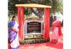 President Droupadi Murmu inaugurating a Shiva and Nandi sculptures on the rock water cascade at Rashtrapati Nilayam, in Hyderabad on Thursday. (UNI)