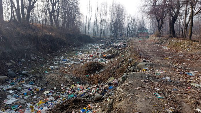 Waste dumping along roadside in Pulwama. -Excelsior/Firdous