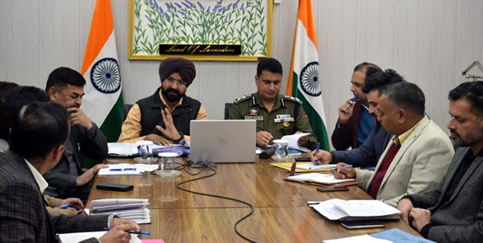 DM Doda Harvinder Singh chairing a meeting on Thursday. DM Doda Harvinder Singh chairing a meeting on Thursday.
