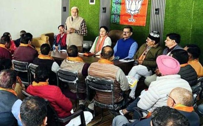 Senior BJP leader Sham Lal Sharma addressing party workers during a programme at Nowshera in Rajouri district. Senior BJP leader Sham Lal Sharma addressing party workers during a programme at Nowshera in Rajouri district.