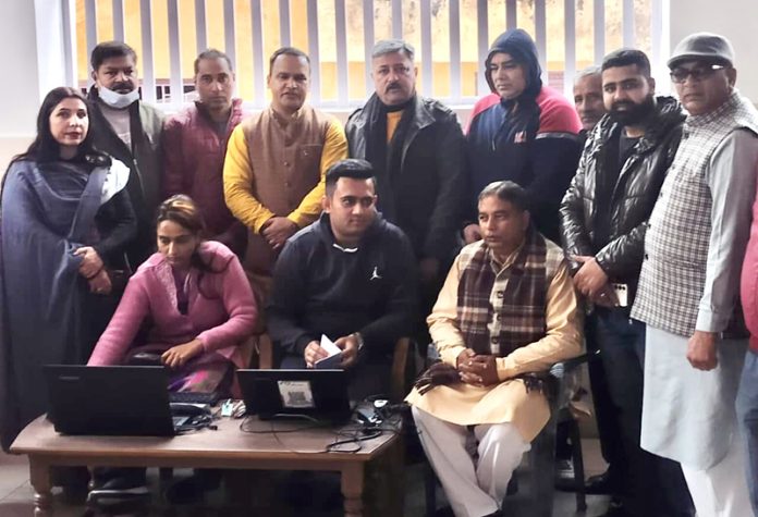 BJP leaders during Vishwakarma Yojna Awareness camp at Rehari on Sunday.