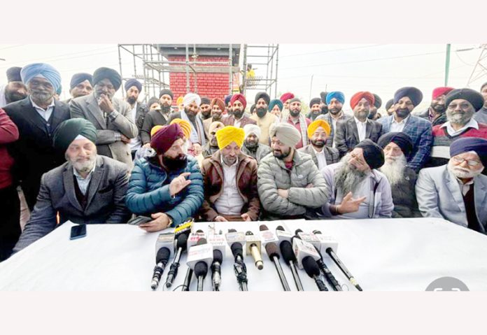 Chairman All J&K Coordination Committee Ajit Singh addressing press conference in Jammu on Sunday. — Excelsior/Rakesh