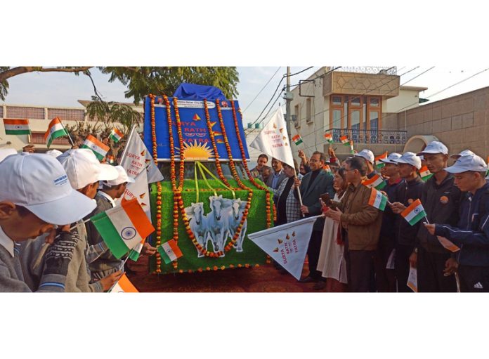 Commissioner Secretary, Science & Technology Saurabh Bhagat flagging off Solar Rath Yatra on Tuesday.