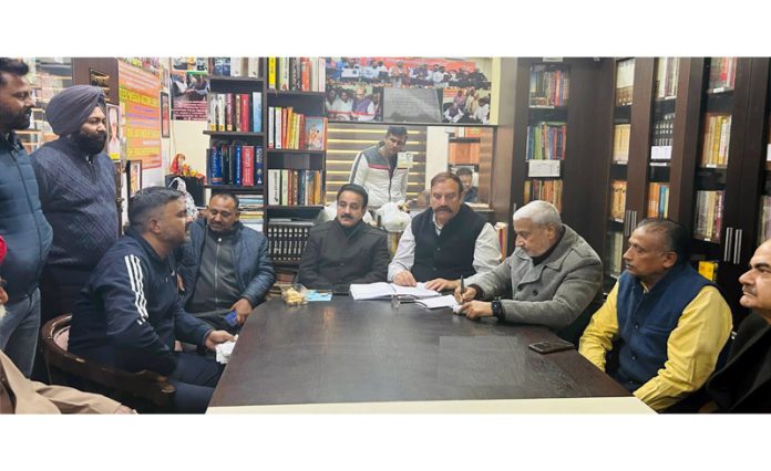Former Minister, Sham Lal Sharma listening public grievances at Jammu on Thursday. Former Minister, Sham Lal Sharma listening public grievances at Jammu on Thursday.