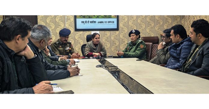 Additional District Magistrate Ansuya Jamwal chairing a meeting on Friday.