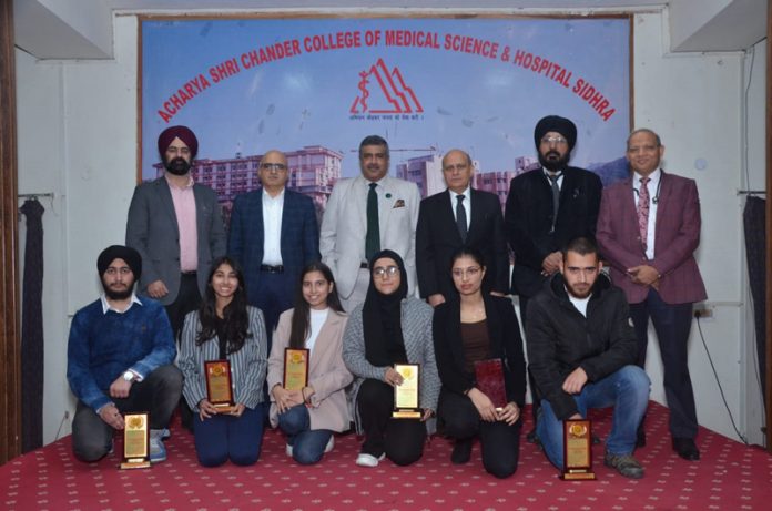 Toppers in Physiology from different medical colleges posing with their HoDs during an event at ASCOMS & Hospital, Jammu. Toppers in Physiology from different medical colleges posing with their HoDs during an event at ASCOMS & Hospital, Jammu.