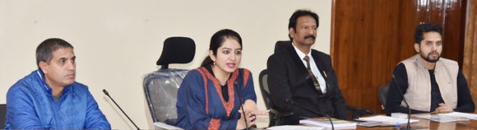 DC Udhampur Saloni Rai chairing a meeting on Monday.