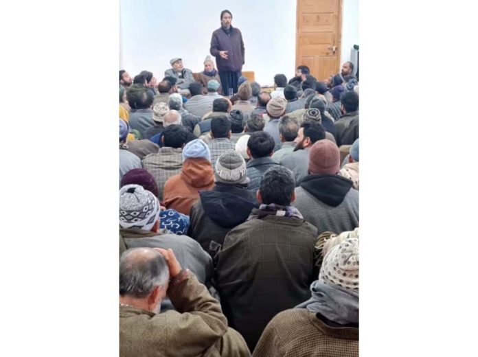 Former PCC president, GA Mir addressing party meeting in Verinag area of Anantnag on Monday. Former PCC president, GA Mir addressing party meeting in Verinag area of Anantnag on Monday.