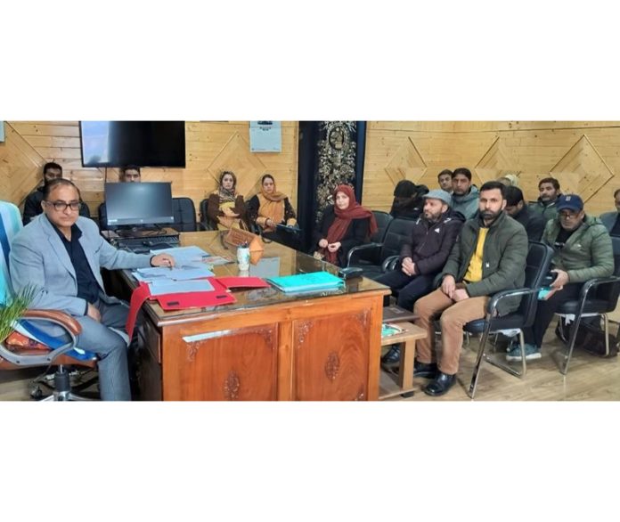 Director Sericulture Ajaz Ahmed Bhat chairing a meeting at Srinagar on Monday.