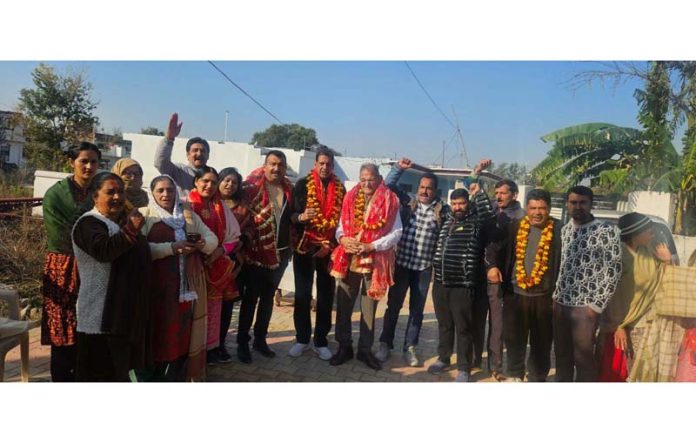 Former Dy CM, Kavinder Gupta kick starting development works in Belicharana on Monday. Former Dy CM, Kavinder Gupta kick starting development works in Belicharana on Monday.