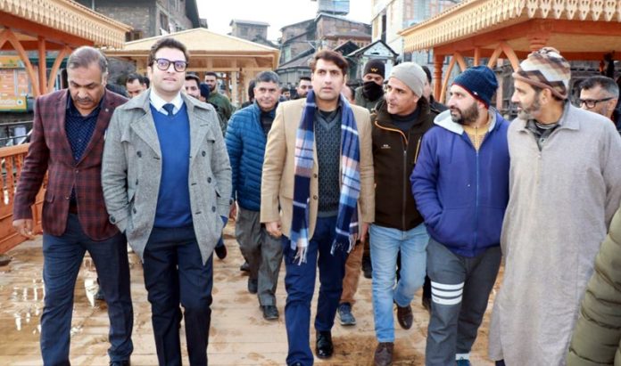 DC Srinagar during visit to Shahr-e- Khaas on Saturday.