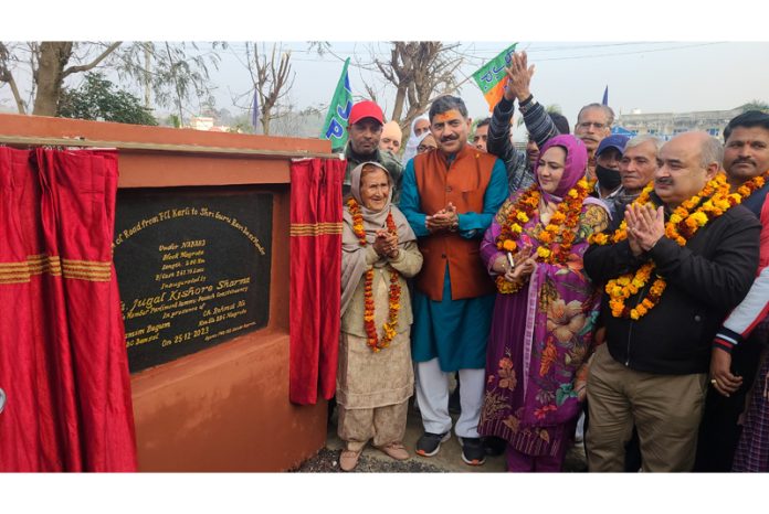 MP, Jugal Kishore Sharma inaugurating Karli -Pangali road on Monday.
