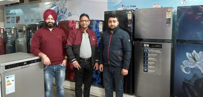 Refrigerators and other products being displayed by IFB in Jammu. Refrigerators and other products being displayed by IFB in Jammu.
