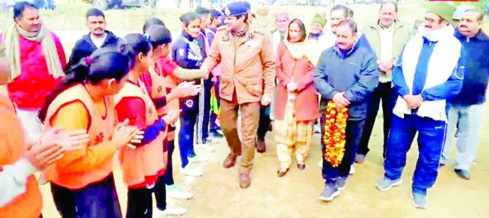 SSP Samba Benam Tosh interacting with football players in Samba during a match on Sunday. SSP Samba Benam Tosh interacting with football players in Samba during a match on Sunday.