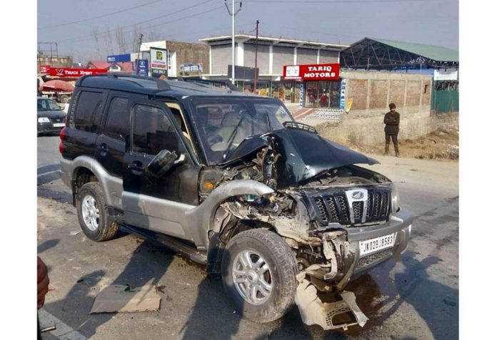The vehicle in which Mehbooba Mufti was traveling got damaged in an accident at Anantnag on Thursday.