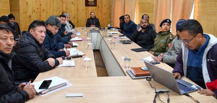 Advisor to LG Ladakh Dr Pawan Kotwal chairing review meeting at Leh.