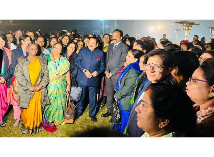 Union Minister Dr Jitendra Singh during an exclusive interaction with ISRO Women Scientists on Saturday.