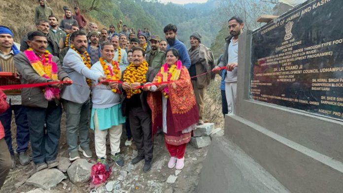 DDC Chairperson Udhampur inaugurating a work on Monday.