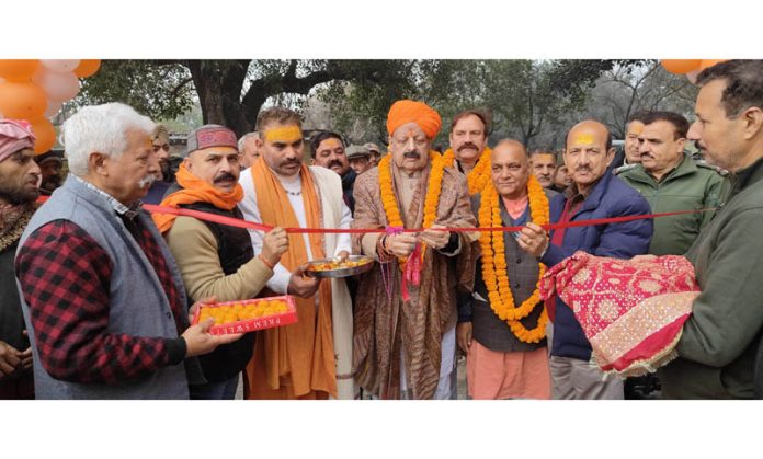 Senior BJP leader Devender Singh Rana inaugurating ‘Mukhya Dwaar’ of ancient Narsinghji Temple on Monday. Senior BJP leader Devender Singh Rana inaugurating ‘Mukhya Dwaar’ of ancient Narsinghji Temple on Monday.