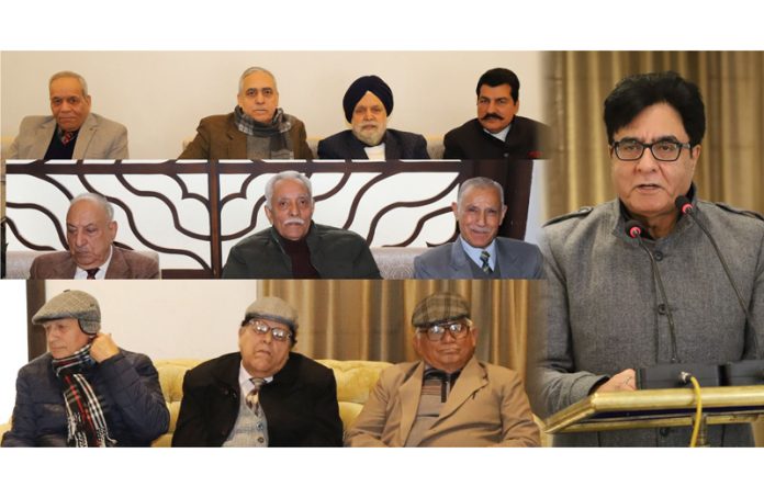 Kuldeep Khoda President CGPWA addressing during a meeting held in Jammu on Monday.