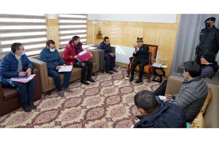 LG Ladakh BD Mishra (Retd) chairing a meeting.