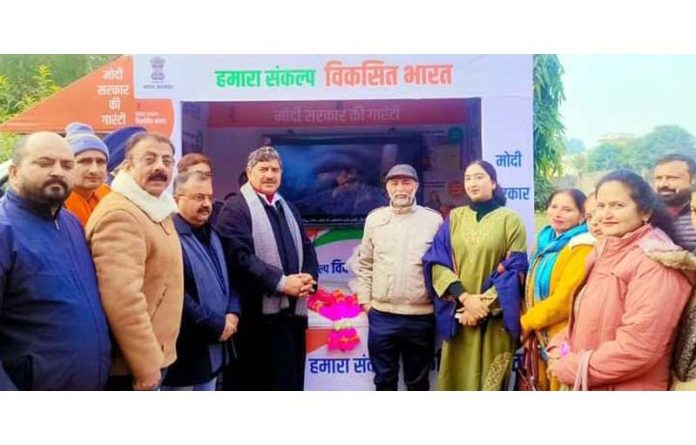 MP Jugal Kishore Sharma and Ex MLC, Ch Vikram Randhawa participating in the VBSY at Sureychak on Monday.