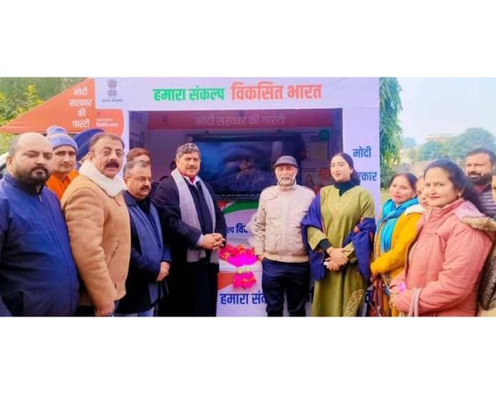 MP Jugal Kishore Sharma and Ex MLC, Ch Vikram Randhawa participating in the VBSY at Sureychak on Monday.