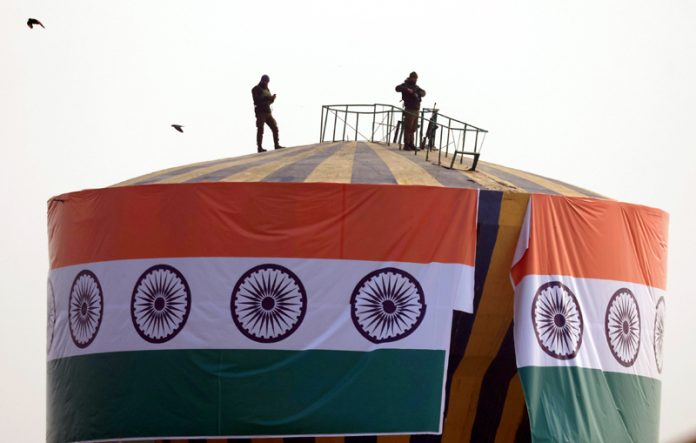 Scenes of fortified security grid around Bakshi Stadium ahead of Republic Day celebrations in Srinagar on Wednesday. -Excelsior/Shakeel