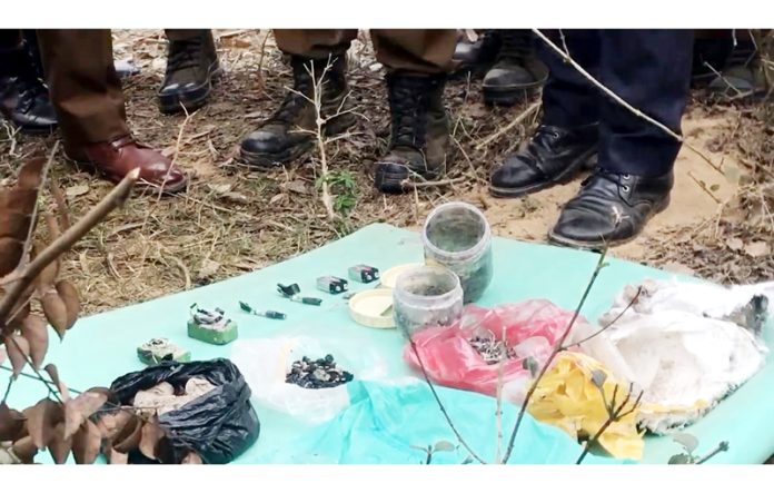 IEDs and other material recovered in Kathua on Tuesday. -Excelsior/Pradeep